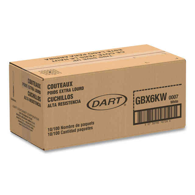 Guildware Extra Heavyweight Plastic Cutlery, Knives, White, 100/Box, 10 Boxes/Carton Guildware Extra Heavyweight Plastic Cutlery, Knives, White, 100/Box, 10 Boxes/Carton