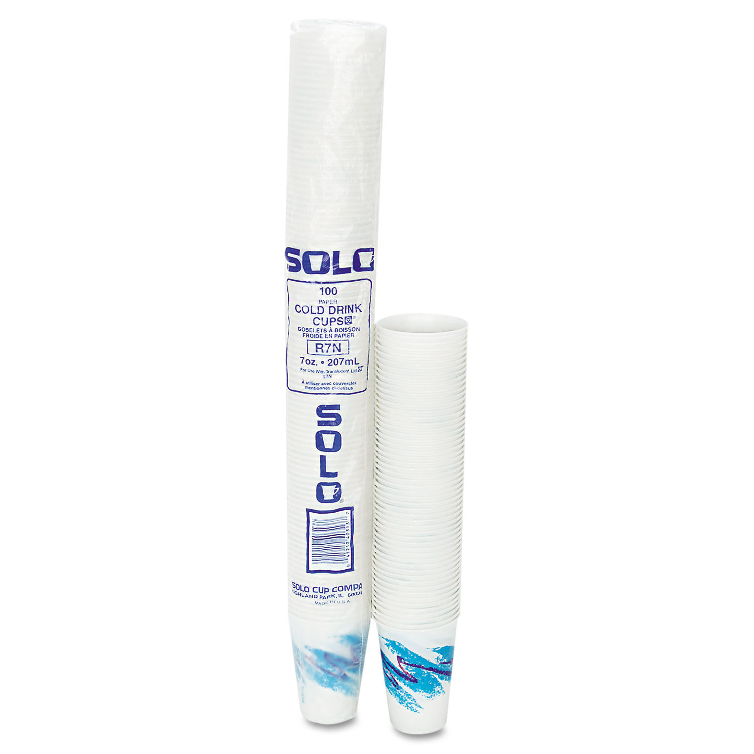 Solo Cups SCCR7NJ8000 Wax-Coated Paper Cold Cups- 7 oz.- Waxed