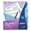 AVE16177 - Write and Erase Durable Plastic Dividers with Slash Pocket, 3-Hold Punched, 8-Tab, 11.13 x 9.25, Assorted, 1 Set