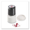 UNV10075 - Round Message Stamp, CHECK MARK, Pre-Inked/Re-Inkable, Red