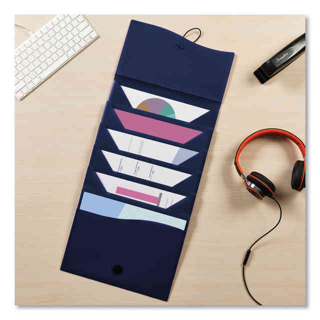 Slide and View Expanding File, 6 Sections, Hook/Loop Closure, Letter Size, Navy Blue Slide and View Expanding File, 6 Sections, Hook/Loop Closure, Letter Size, Navy Blue