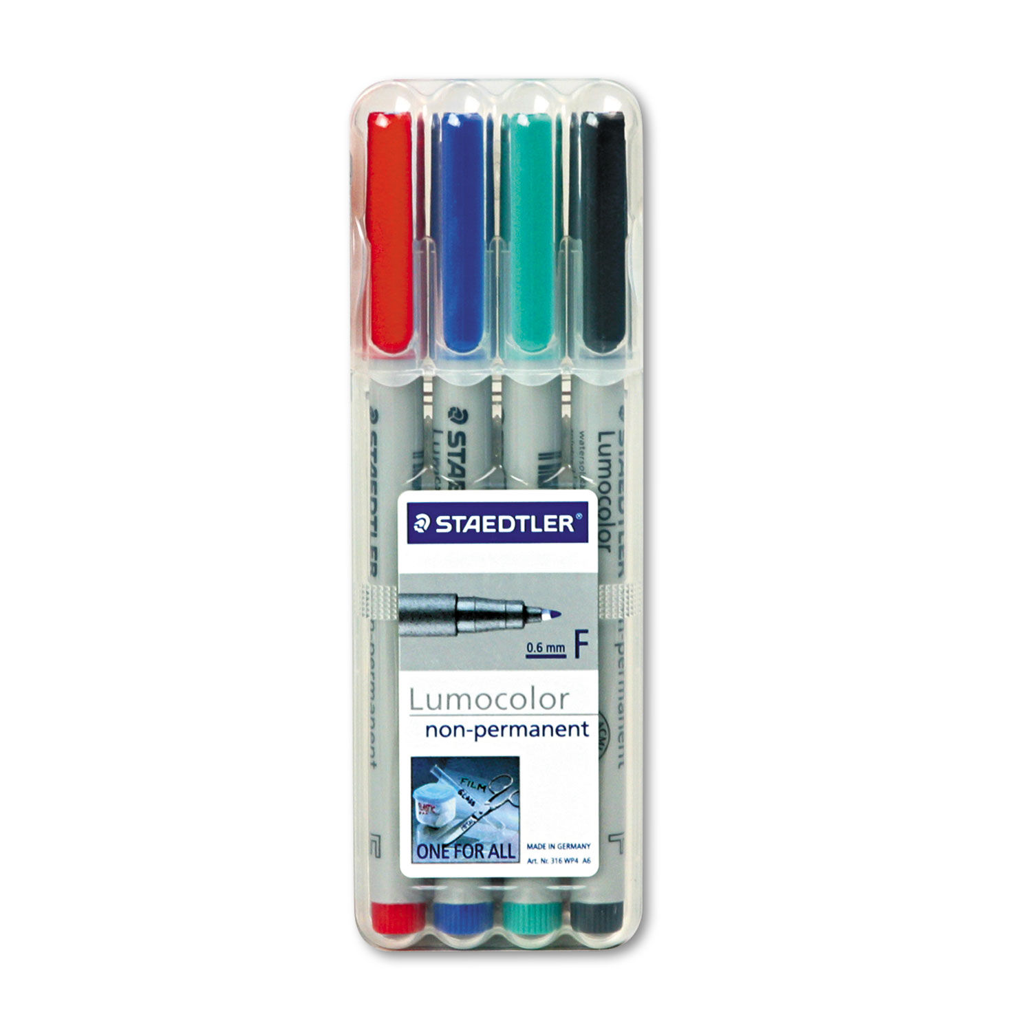 Staedtler Lumocolor Non-Permanent Fine Point Markers, 0.6mm F, Assorted, 4  Count (STD316WP4A6)