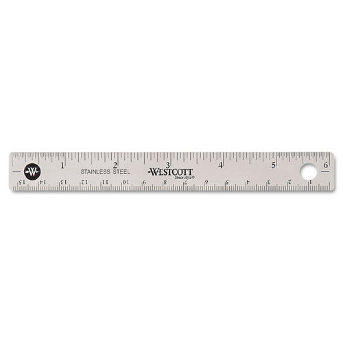 Westcott 30cm (12) Stainless Steel Ruler with Non-Slip Cork Back