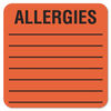 TAB40560 - Allergy Warning Labels, ALLERGIES, 2 x 2, Fluorescent Red, 500/Roll