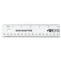 Transparent Shatter-Resistant Plastic Ruler, Standard/Metric, 6 Long, Clear  - mastersupplyonline