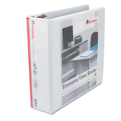 Economy D-Ring Vinyl View Binder, 3" Capacity, White