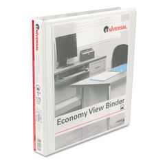 Round Ring Economy Vinyl View Binder, 1" Capacity, White