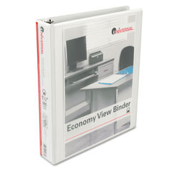 Round Ring Economy Vinyl View Binder, 1-1/2" Capacity, White