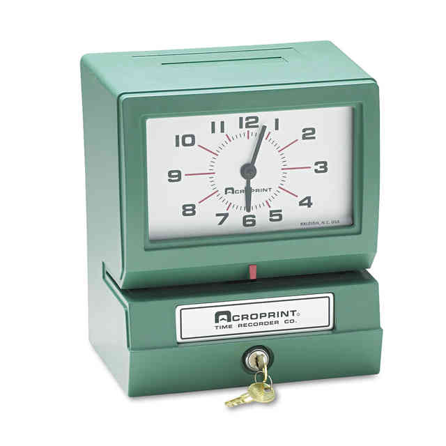Model 150 Heavy-Duty Time Recorder, Automatic Operation, Month/Date/0-23 Hours/Minutes Imprint, Green Model 150 Heavy-Duty Time Recorder, Automatic Operation, Month/Date/0-23 Hours/Minutes Imprint, Green