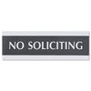 USS4758 - Century Series Office Sign, NO SOLICITING, 9 x 3, Black/Silver