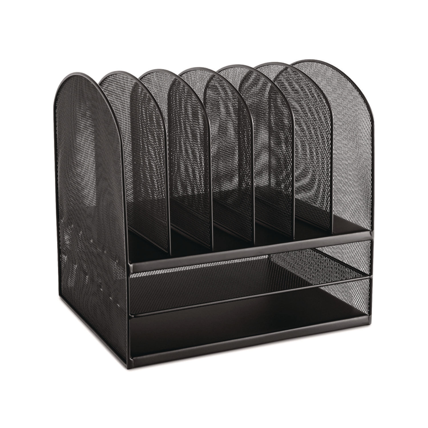 Onyx Mesh Desk Organizer with Two Horizontal and Six Upright