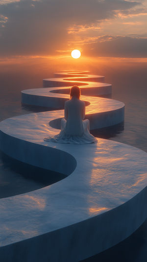 Floating Path at Sunset