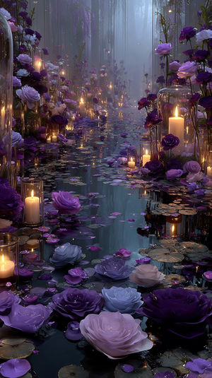 Purple Rose Candlelit Path