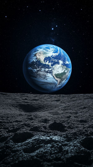 Earthrise Over Moon - Premium iPhone Lock Screen Wallpaper