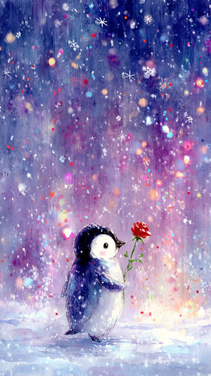 Charming Penguin Artwork - Premium iPhone Lock Screen Wallpaper