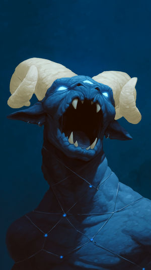 Fierce Demon Blue Art - Premium iPhone Lock Screen Wallpaper