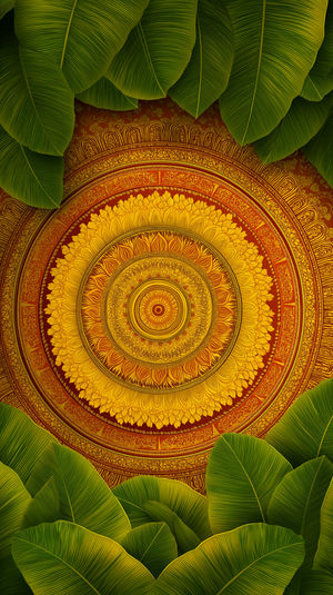 Golden Mandala With Leaves