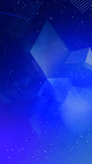 Futuristic abstract geometric scene with floating wireframe polygons on a blue gradient starfield ultra HD background