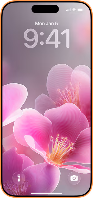 Wallpaper preview on iPhone 17 Pro Max running iOS 26 - translucent pink bloom