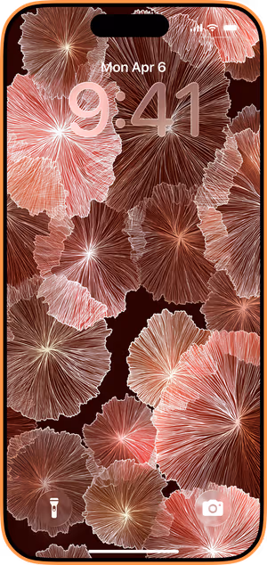 Wallpaper preview on iPhone 17 Pro Max running iOS 26 - Radiant Coral Bloom