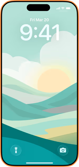 Wallpaper preview on iPhone 17 Pro Max running iOS 26 - Mint Morning Hills