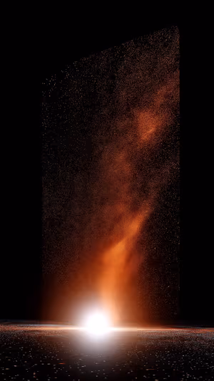 Minimalist nebula plume centered on a deep black background with orange ember particles and a bright white flare ultra hd 8K.