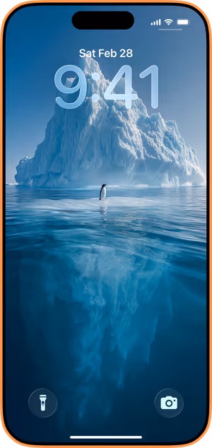 Wallpaper preview on iPhone 17 Pro Max running iOS 26 - Solitary Iceberg