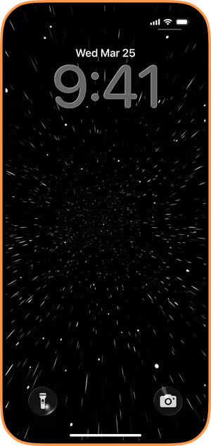 Wallpaper preview on iPhone 17 Pro Max running iOS 26 - Hyperspace Rush
