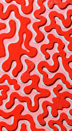 Paper cut layered abstract blobs on a pink background with bold red textured cutouts, ultra HD image