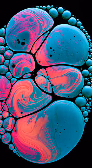 Teal Pink Fluid Bubbles