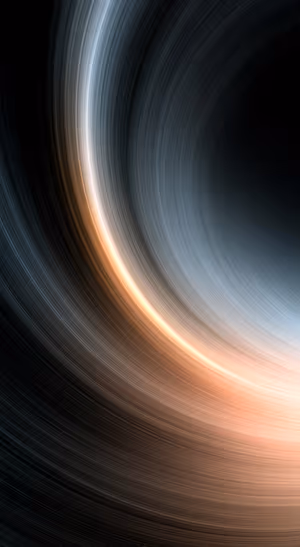 Abstract light trails sweeping across a black and blue background with copper glow in a modern aesthetic.