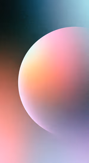 Minimalist abstract sphere on a pink and teal gradient background in a modern aesthetic.