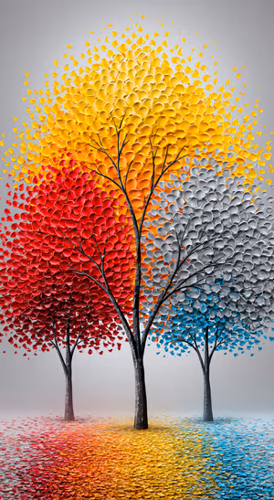 Colorful Three Tree Art — iPhone lock screen wallpaper