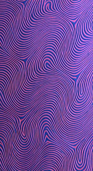 Abstract flowing wave lines in vivid pink and blue on a deep indigo background.