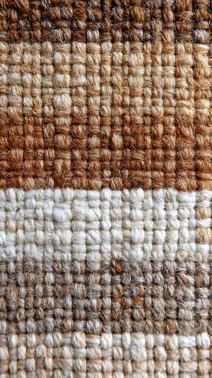 Macro woven textile centered on warm brown, cream, and gray tones in a rustic, tactile aesthetic ultra HD wallpaper.