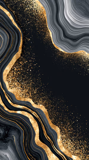 Abstract agate marble with gold flakes on black gray background in a luxurious marble aesthetic, ultra HD image