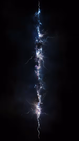 Abstract cosmic lightning bolt centered on a dark blue purple starfield in an electric space aesthetic ultra HD 8K image.