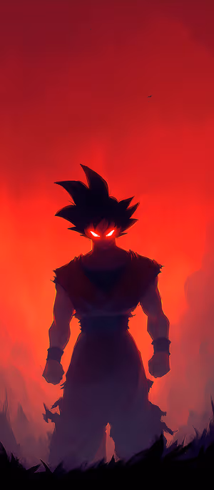 High contrast anime warrior silhouette on a deep red background with glowing red eyes ultra hd 8K