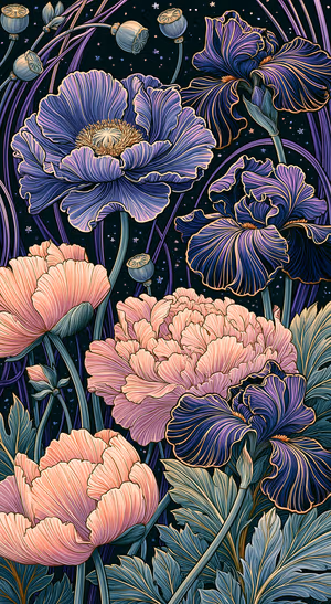 Art Nouveau Floral Tapestry — iPhone lock screen wallpaper