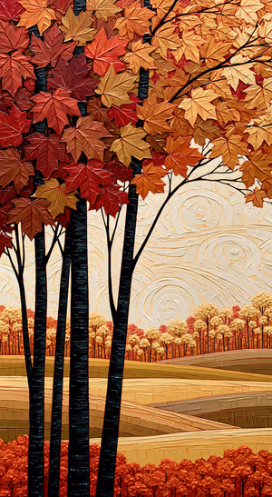 Rust Gold Birch Grove — lock screen wallpaper