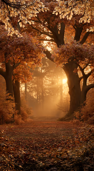 Golden Autumn Forest Path