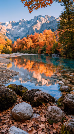 Autumn Mountain Lake Reflection — iPhone lock screen wallpaper
