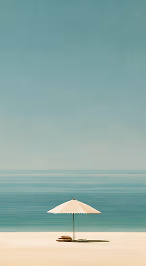 Teal Beach Umbrella — iPhone lock screen wallpaper