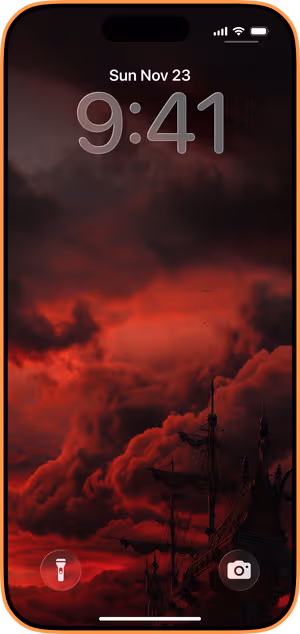 Wallpaper preview on iPhone 17 Pro Max running iOS 26 - Crimson Storm Pirate