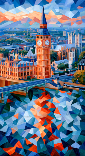 Geometric Big Ben — iPhone lock screen wallpaper