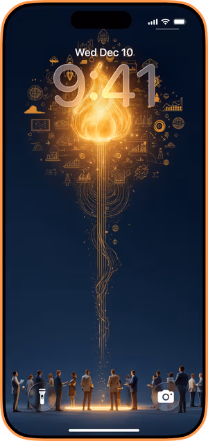 Wallpaper preview on iPhone 17 Pro Max running iOS 26 - Innovation Flame