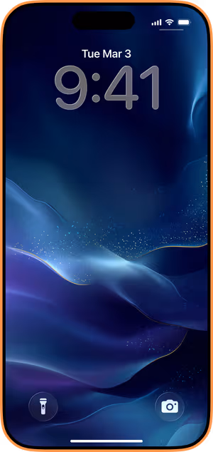Wallpaper preview on iPhone 17 Pro Max running iOS 26 - Ethereal Indigo Waves
