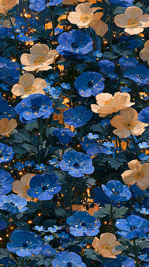 Luminous Blue Blooms
