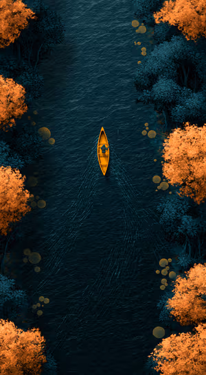 Autumn Canoe Overhead — iPhone lock screen wallpaper