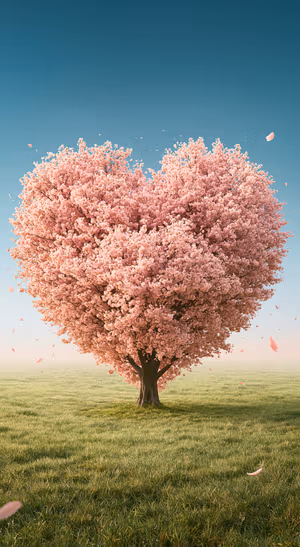 Cherry Heart Tree — iPhone lock screen wallpaper